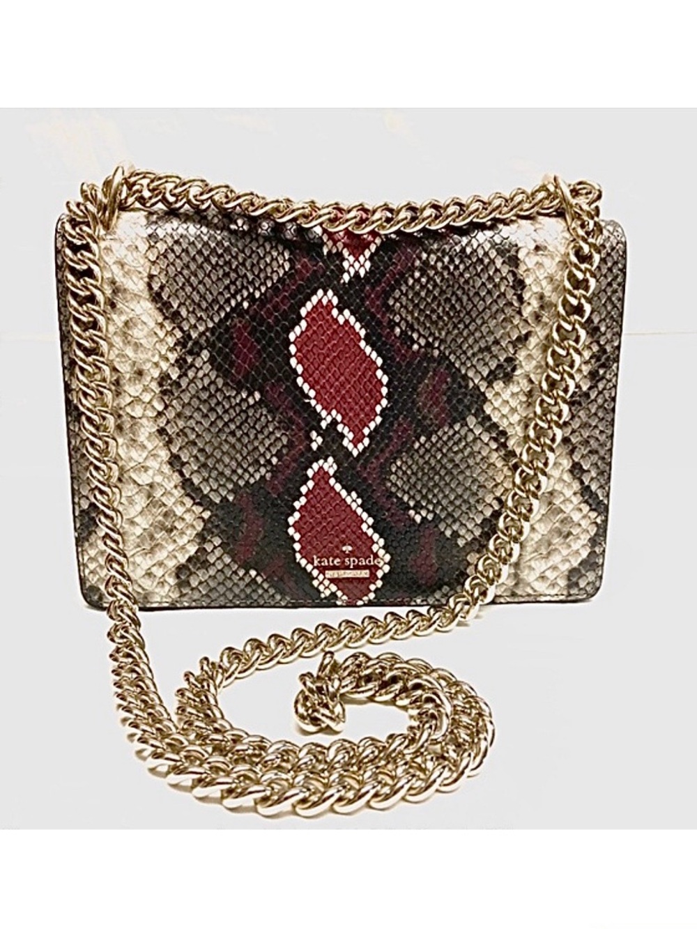 NWOT Kate Spade Reece Park Marci Snakeskin Shoulder/Crossbody Bag